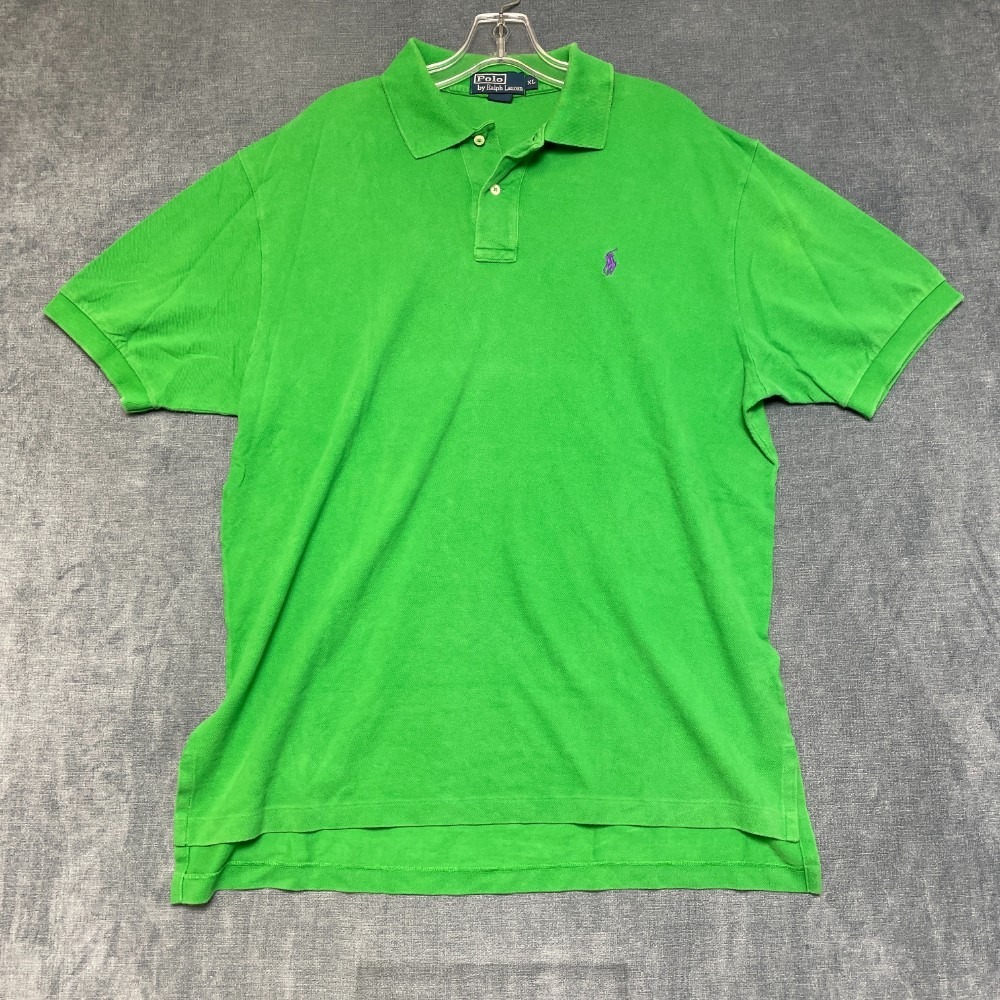VTG Polo By Ralph Lauren Shirt Mens XL Green Side Slit Hi Low Hem